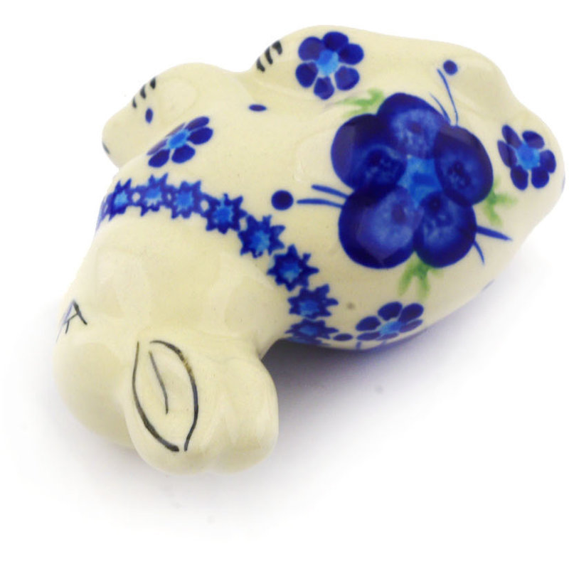 Figurine de lapin bleu-belle fleur