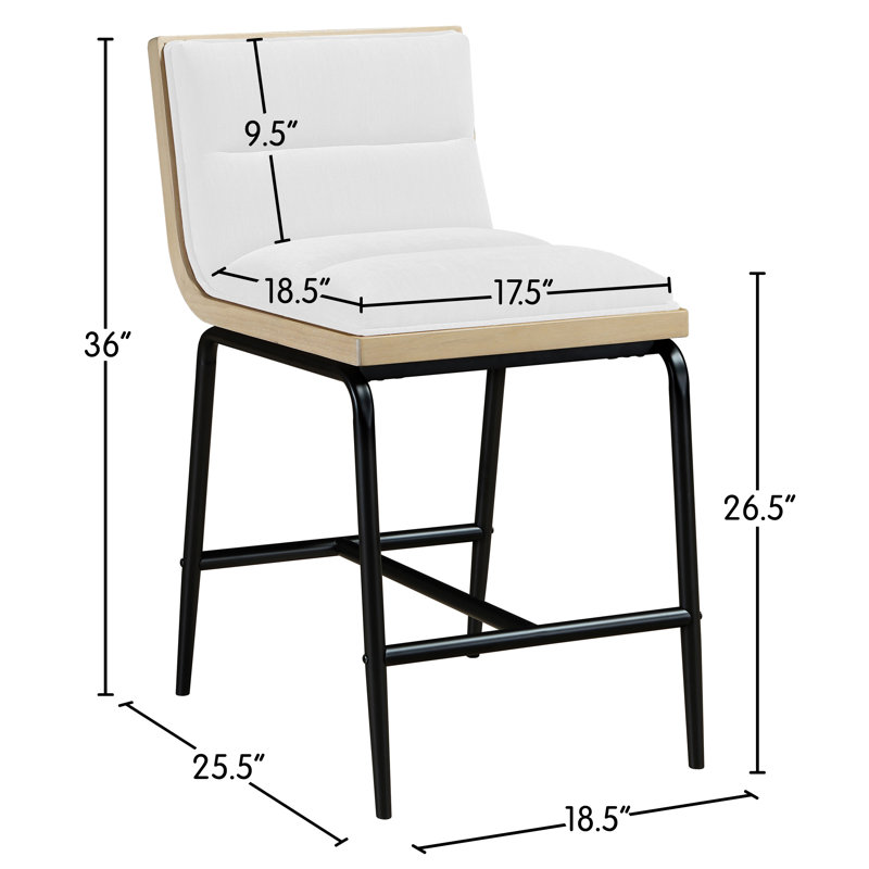 Viceroy Fabric Upholstered Counter Stool, Cream Polyester Fabric