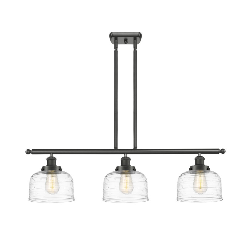 Luminaire suspendu linéaire à 3 lumières pour îlot de cuisine Hada, Bronze huilé, Ampoule non incluse