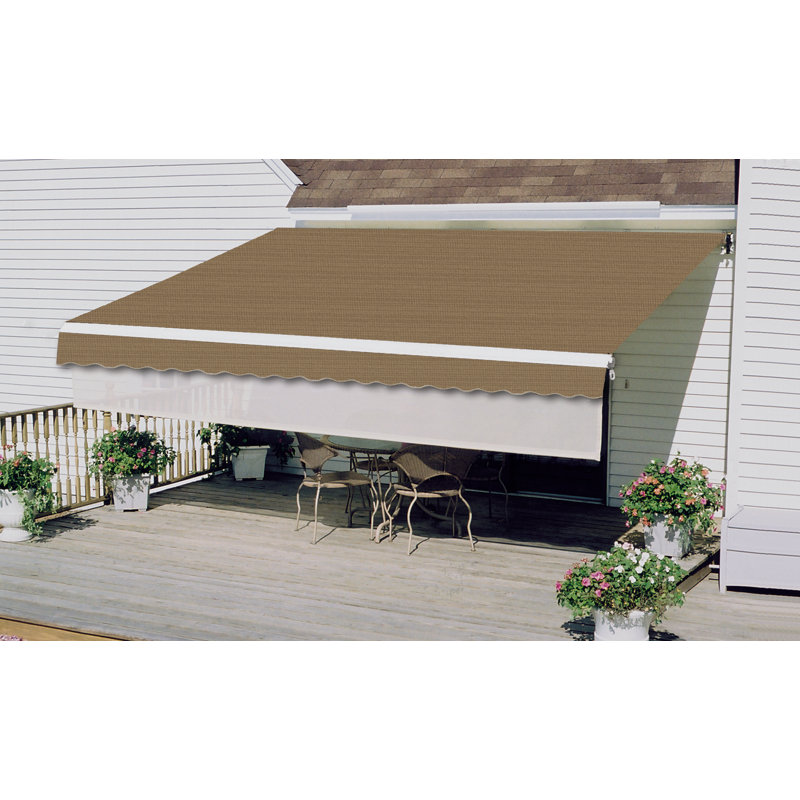 SunSetter Motorpro Woven Acrylic Retractable Soffit Patio Awning, 8" H x 120" W x 108" D, Left, Wheat