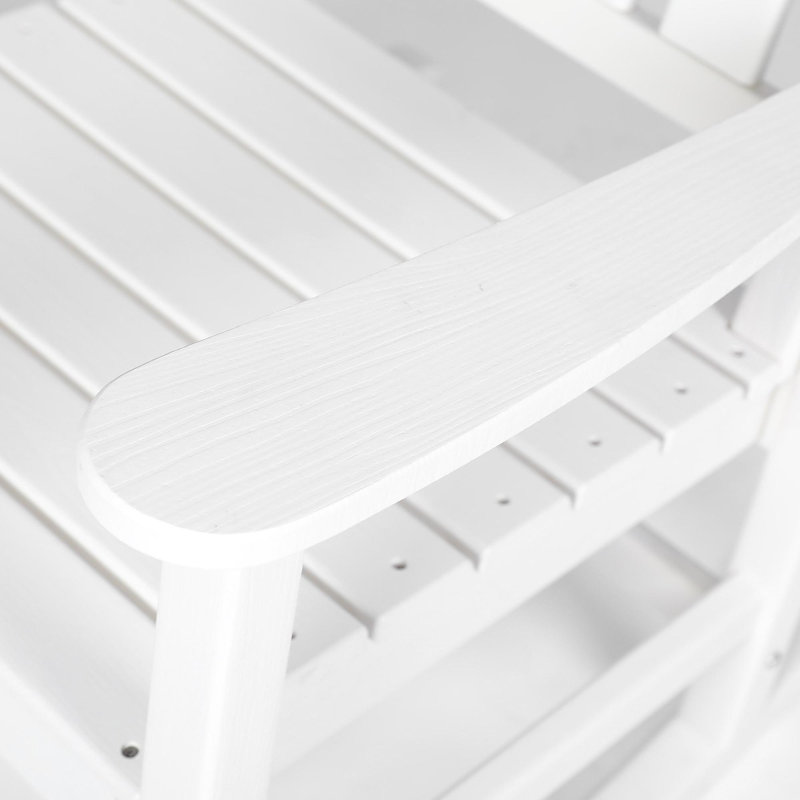 Ensemble de chaises berçantes toutes saisons avec table d'appoint, ensemble de chaises berçantes 3 pièces à texture de bois, blanc (comprend 2 chaises berçantes et 1 table)