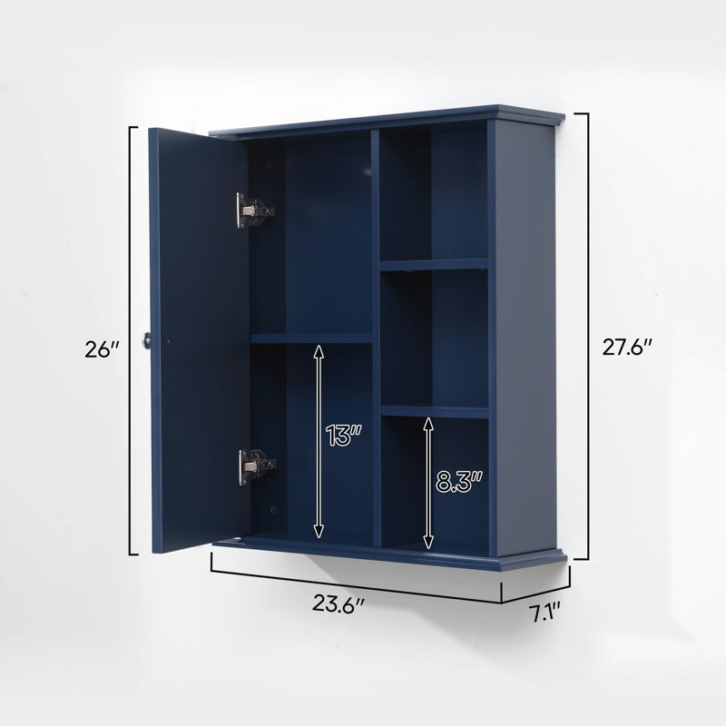 Armoire murale bleue avec rangement pour linge de maison, silencieux et organisé dans différentes pièces, idéal pour les fournitures de nettoyage