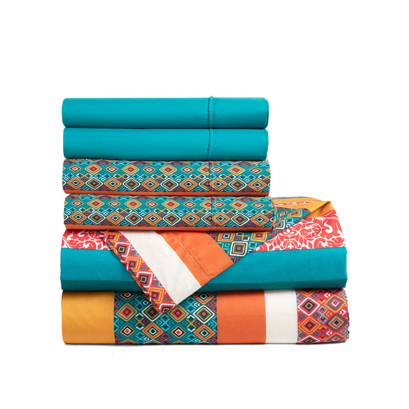 Boho Stripe Soft Sheet Set, King Sheet Set+Fitted Sheet+4 Pillowcases