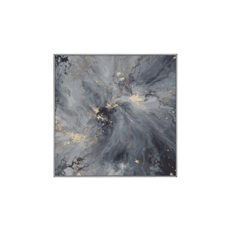 Machine Washable Gray Area Rug, Square 4'