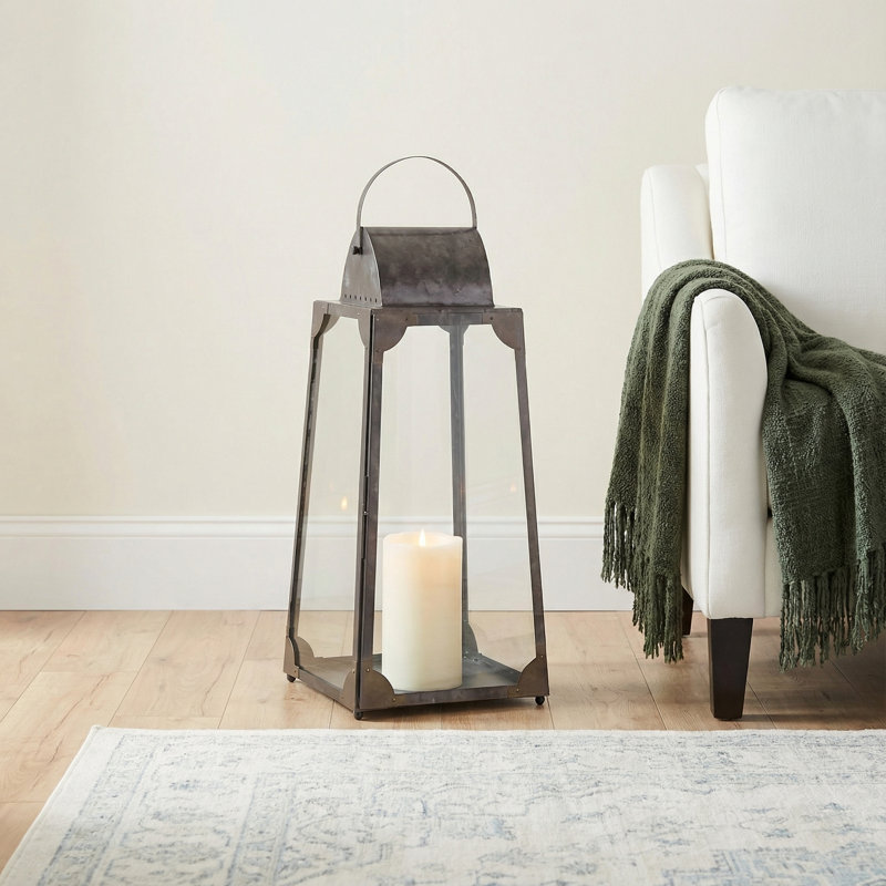 Idora Metal Tabletop Lantern, 30.5" H x 14" W x 14" D