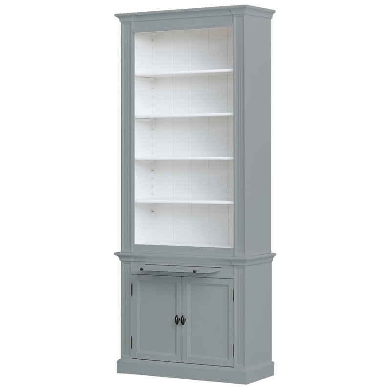 Beven 240cm H x 100cm W Library Bookcase, Grey/Black