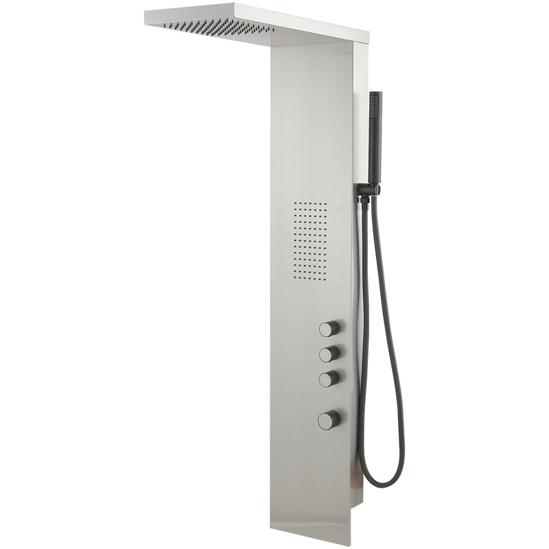 3-way Diverter Shower Tower Panel System with Fixed Shower Head, Brushed Nickel
