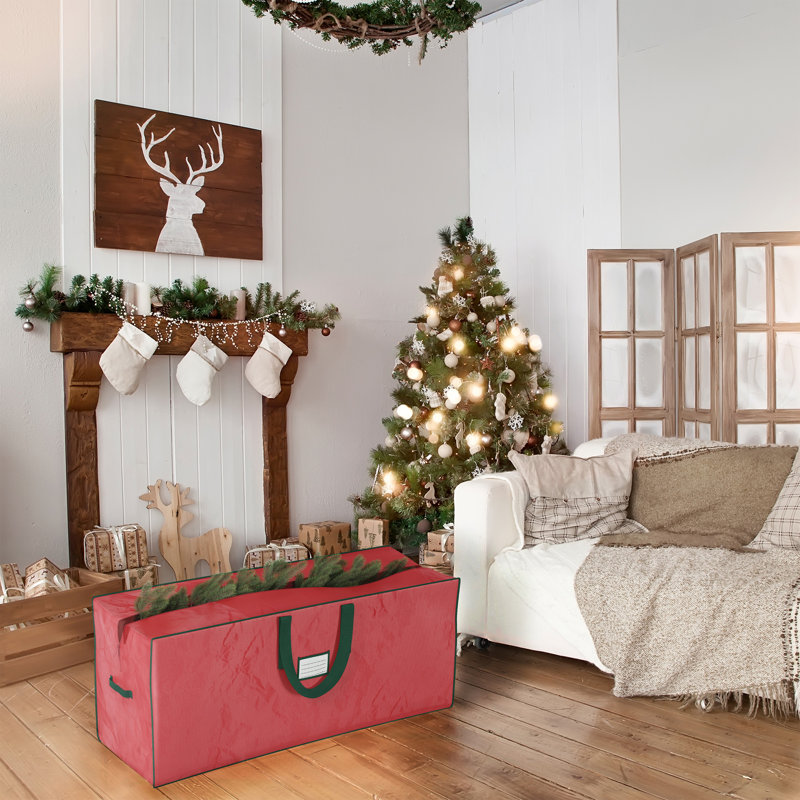 Sac de rangement pour arbre de Noël avec poignées renforcées , Rouge, H 20 po x l 48 po x P 15 po