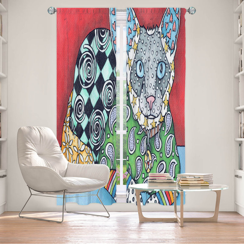 Ensemble de 2 rideaux doublÃ©s pour fenÃªtre de 203 cm x 155 cm par Marley Ungaro - Chat siamois, L 20 po x L 52 po