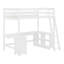 Structure de lit en bois massif avec tablettes de rangement, armoire, bureau en U et 2 tiroirs-1154058140-1154058131