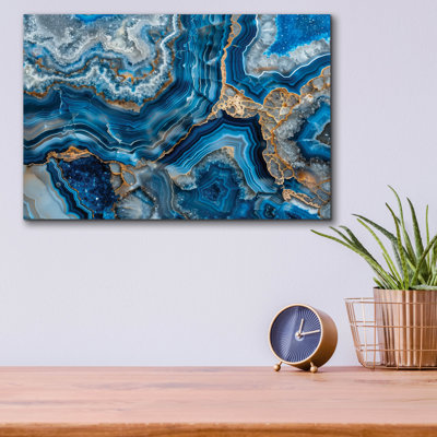 «Blue Crystals With Gold» par Svetlana Aleynikova, art mural en verre acrylique