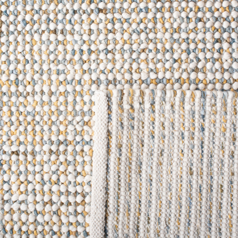 Tapis beige / bleu en laine tissé à la main Ardon, Rectangle 3 pi x 5 pi