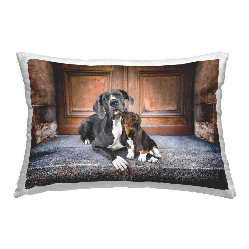 Hound & Puppy in City Decorative Printed Throw Pillow by Natalie Grosse