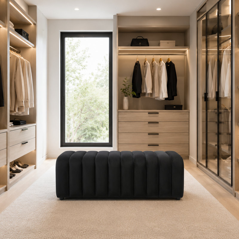 Banc en velours Modern Living, Noir