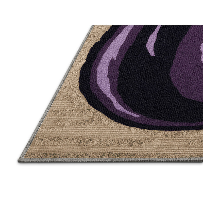  Tapis lavable aubergine avec globe de légumes, Rectangulaire 2 pi x 3 pi