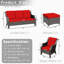 Ensemble de conversation modulaire d'extérieur brun 5 pièces avec coussins rouges et repose-pieds-26312684