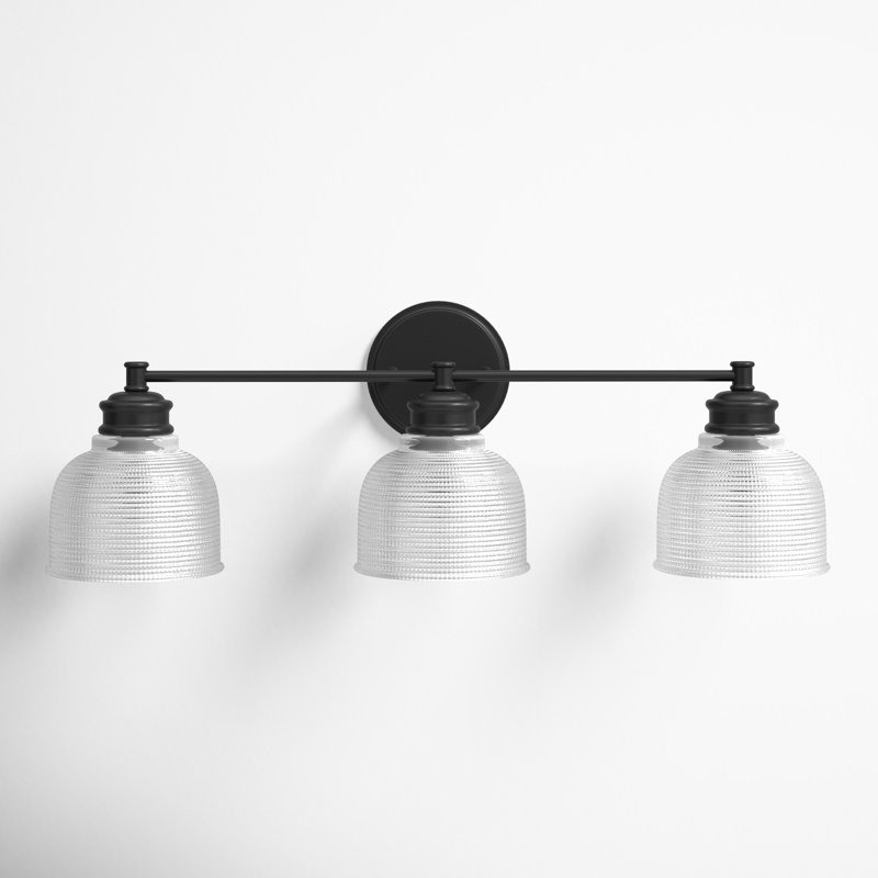 Matte Black 3-Light Vanity Fixture with Clear Glass Shades
