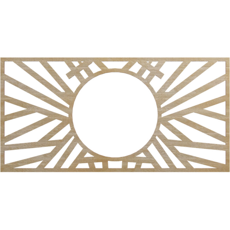 Médaillon de plafond en bois ajouré l 26 po x H 13 po x P 9 5/8 po x T 1/4 po, H 14 po x l 28 po x P 0,25 po, Bouleau