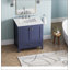 Meuble-lavabo de salle de bain 30 po avec lavabo, meuble-lavabo entièrement assemblé avec comptoir en marbre, bleu marine 24V03-30NB-159119301