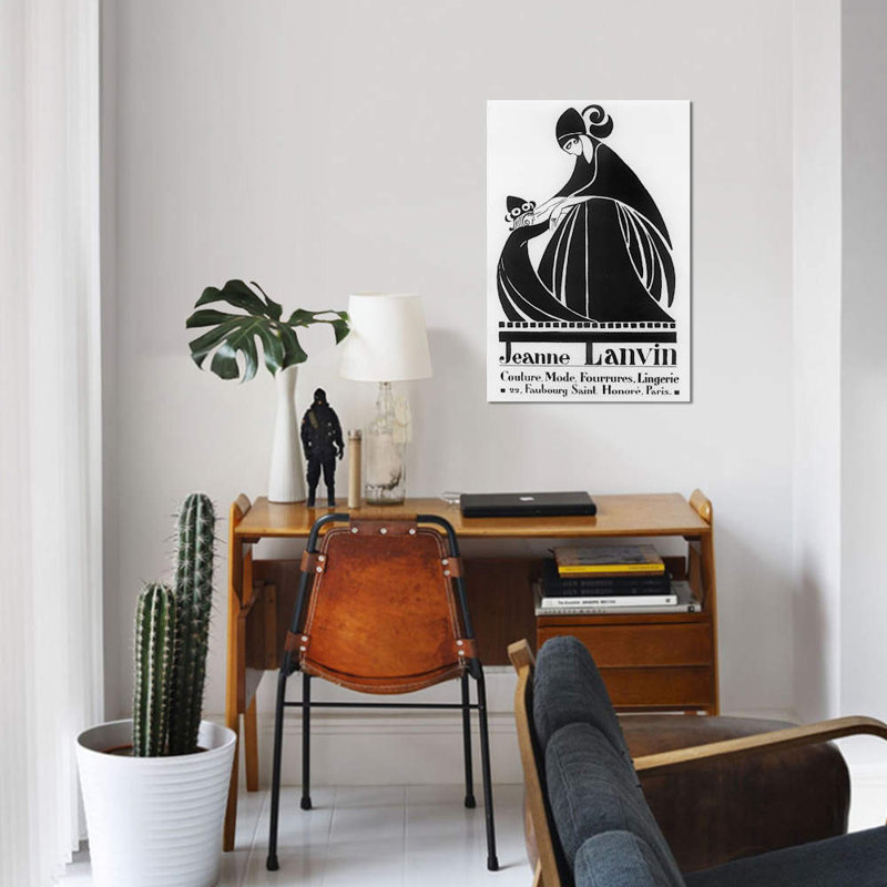 «Jeanne Lanvin Fashions», impression sur toile, Papier beaux-arts encadré noir, H 32 po x l 24 po x P 1 po, Blanc