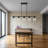 37'' 5-Light Black Kitchen Island Chandelier Farmhouse Linear Pendant Light with Glass Shades-121624763