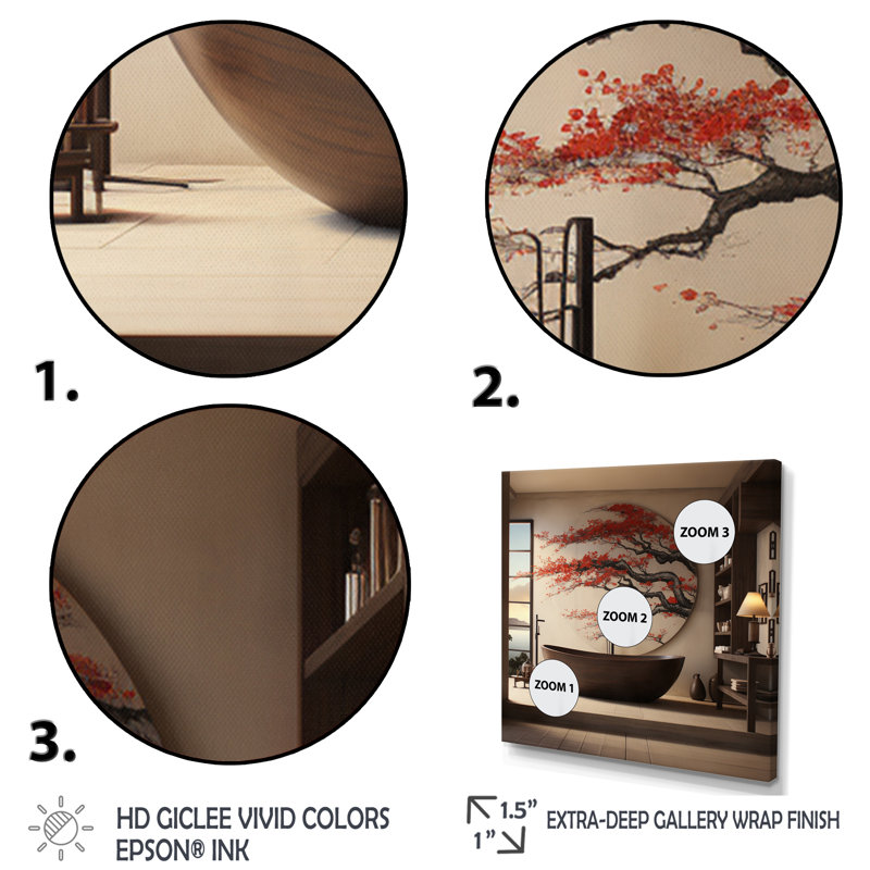 «Bathroom Bathroom», art mural japonais - Art mural de salle de bain, H 24 po x l 24 po x P 1 po, Cadre flottant noir