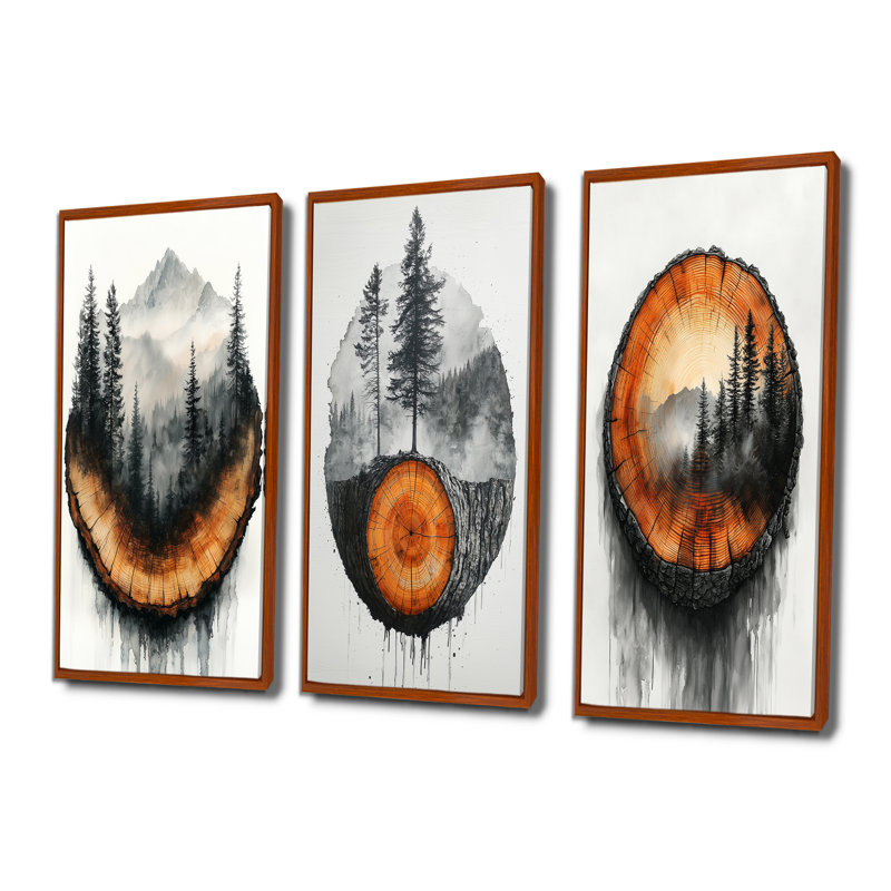 «White Pure Mountain Nature Landscape I», ensemble d'art mural paysage de 3, H 40 po x l 60 po, Impression encadrée flottante