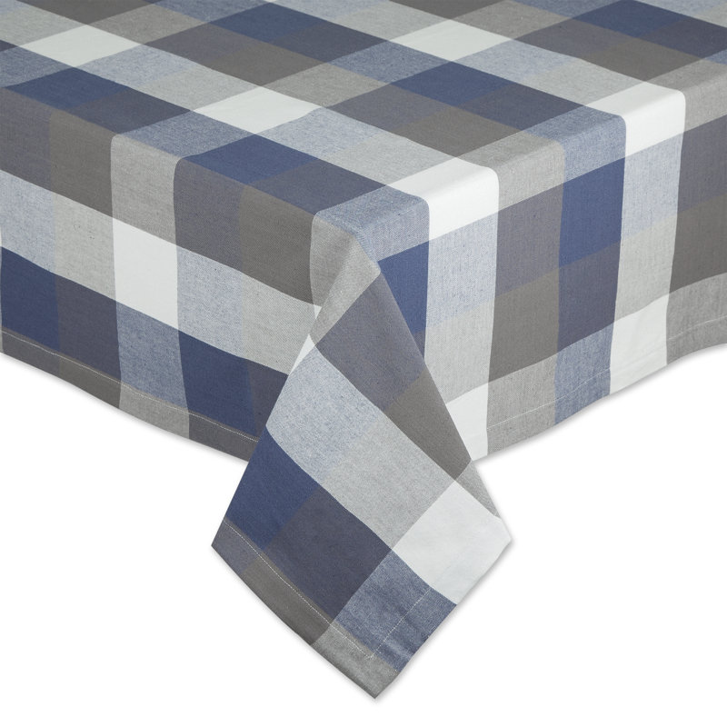 Betzabeth Checkered 100% Cotton Tablecloth, French Blue, 62" L x 104" W
