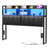 Storage Upholstered PU Headboard With LED Lights & Charging Station-20747469-20747470