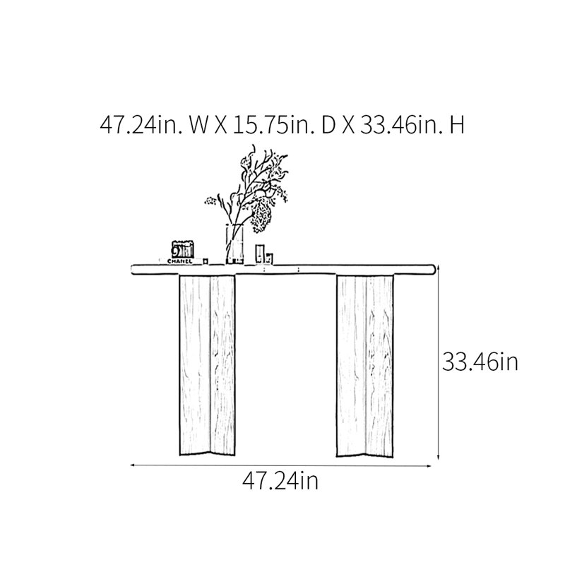Console rétro minimaliste, H 33,46 po x l 47,24 po x P 15,75 po