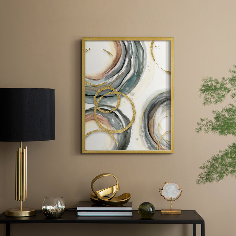 «Gold Elasticity I», reproduction encadrée - bois massif, H 21 po x l 17 po, Doré