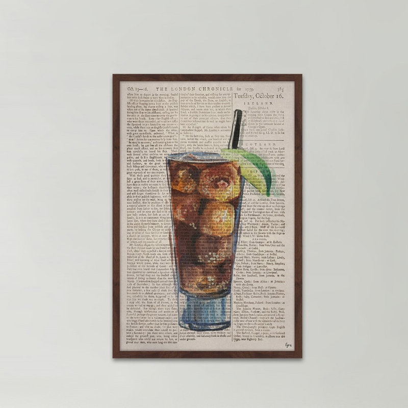 Rhum et coca II par Eyre Tarney - reproduction de cadre photo, H 18 po x l 12 po x P 1,5 po