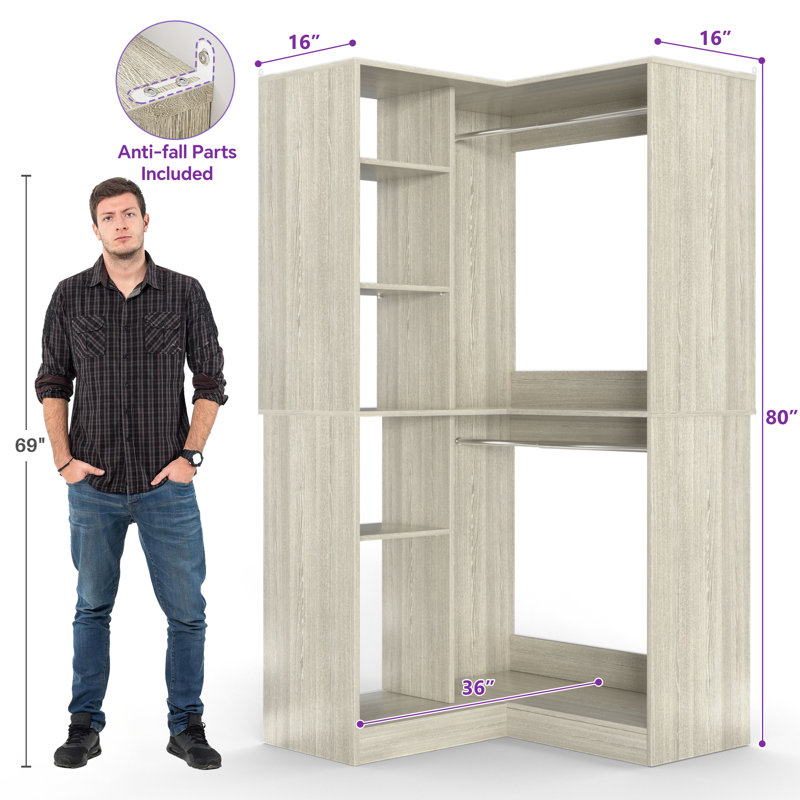 72"-108"Closet System With Drawers, Beige