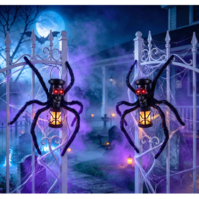 Lot de 2 lampes solaires d'extérieur en forme de crâne pour l'Halloween, idéales pour les patios, les vérandas, les cours, les jardins, les allées, les maisons hantées, les passages et les décorations intérieures.