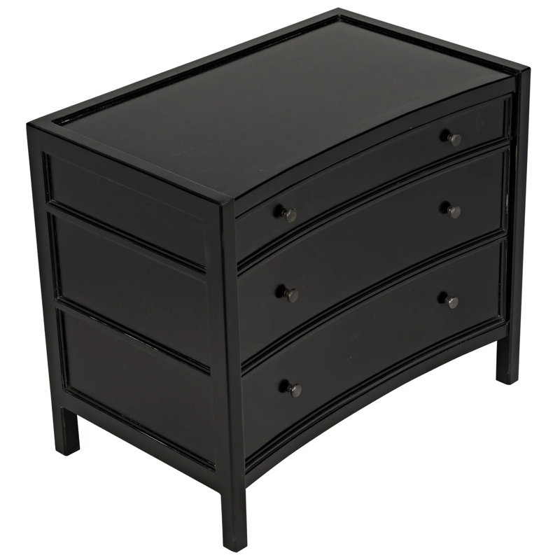 Hampton 3 - Drawer Solid Wood Nightstand, Hand Rubbed Black