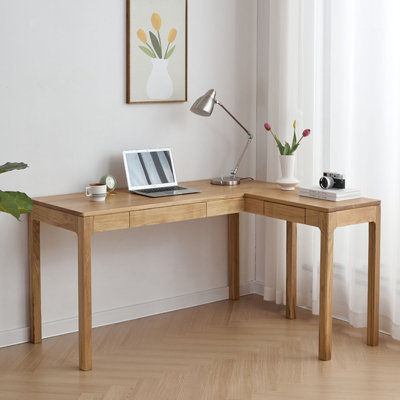 Brown Rectangular Solid Wood with 2 drawers desk