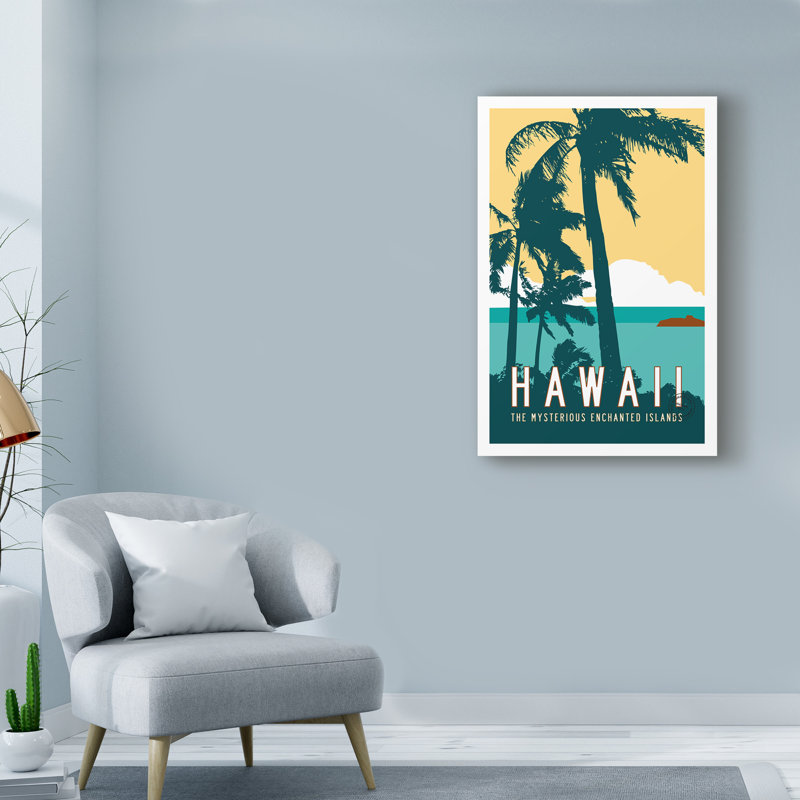 « hawaii travel affiche », reproduction d’impression sur toile tendue, H 32 po x l 22 po x P 2 po