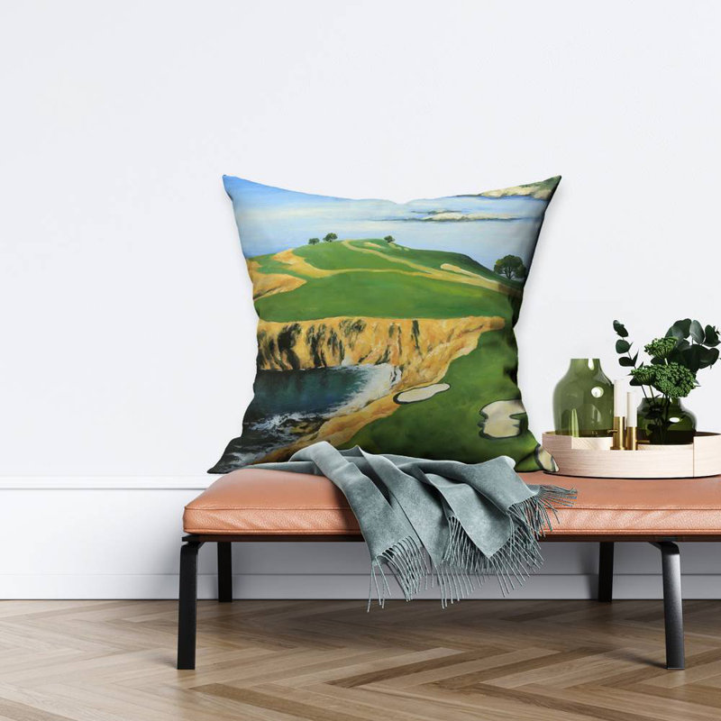 Pebble beach golf links - 26"x26" Throw pillow - Poly twill - Print on demand