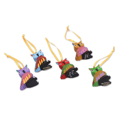 Ornement figurine suspendu alebrije doux hibou