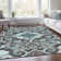 Machine Washable Indoor/Outdoor Xhevrie Teal Rug