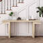 Console très large de 66 po en chêne vieilli, placage de bois véritable, pour vestibule, couloir et bureau, table plaquée avec rangement intelligent, finition chêne, couloir, vestibule sous la table