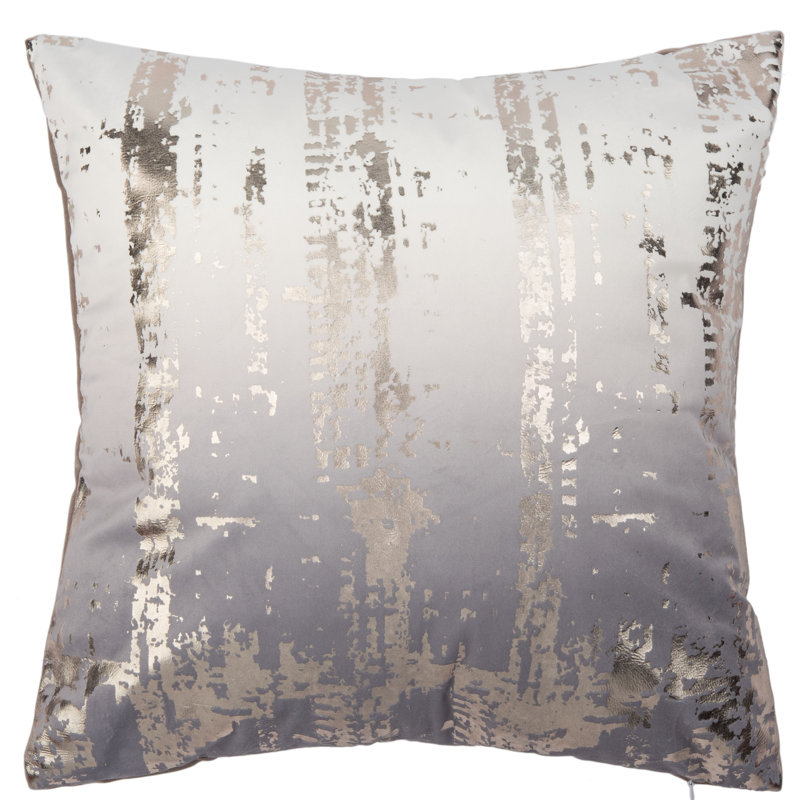 Abstract Throw Pillow, Silver/Beige