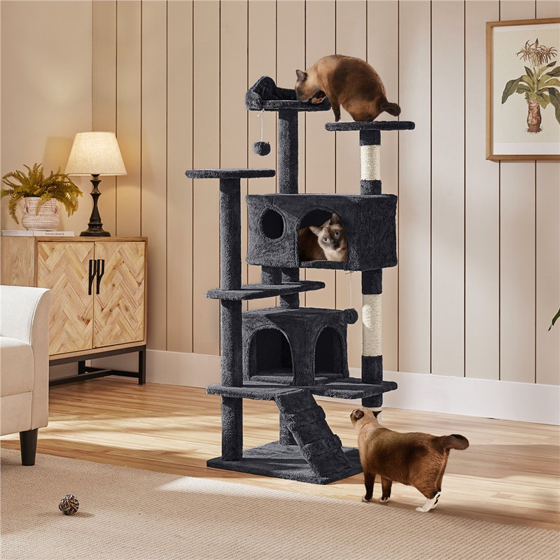 Multilevel Cat Tree Condo with Scratching Posts, Black