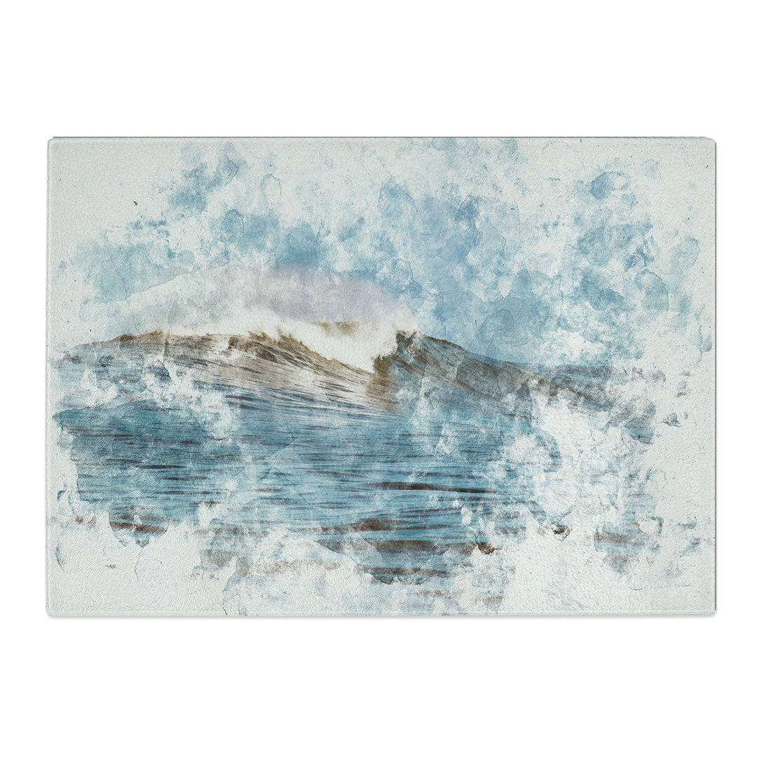 Tempered Glass Wave Rising Watercolour Chopping Board