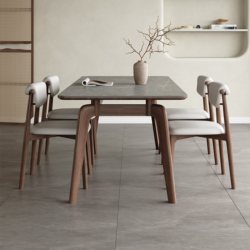 Modern light luxury rectangular dining table set, 29.5"H x 55.1"L x 31.5"W