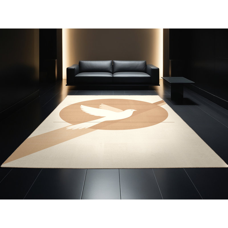 Tapis beige lavable à la machine Melton, 5 x 8