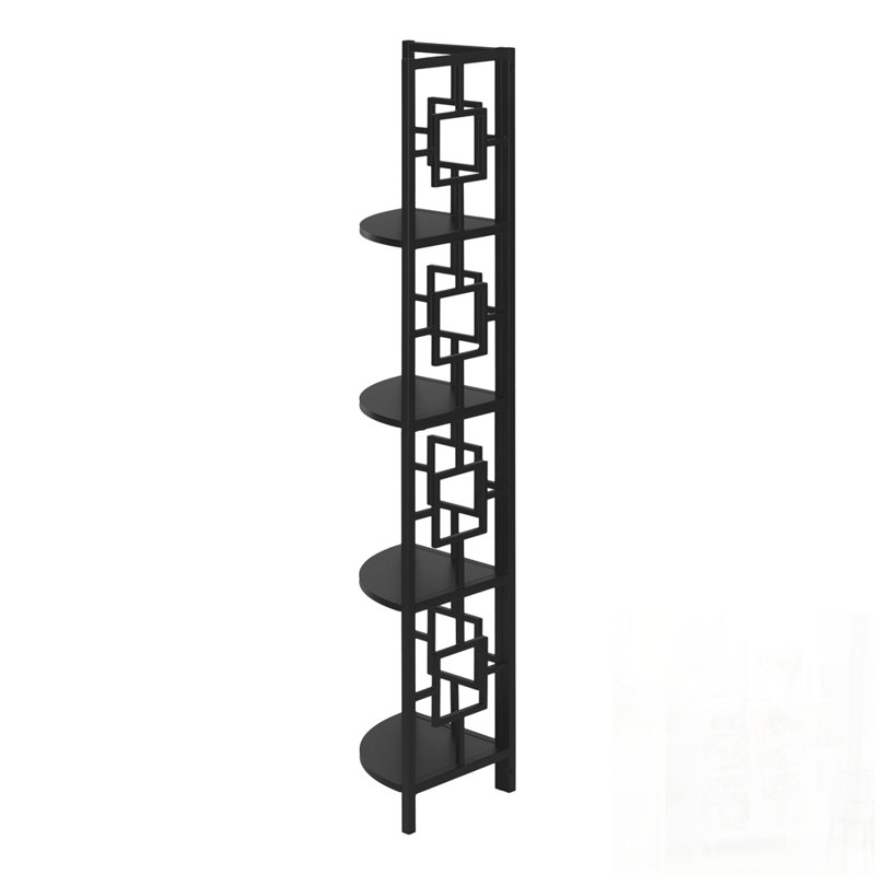 Contemporary 4-Tier Corner Etagere Bookcase with Fan-Shaped Shelves, Perfect for Modern Office and Bedroom Spaces