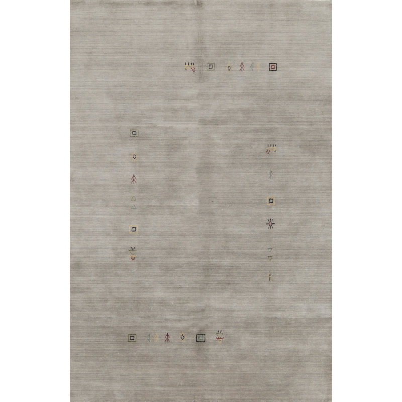 Tapis gris de haute qualité noué à la main