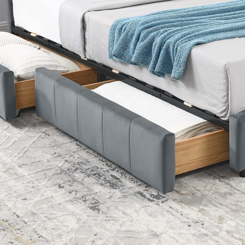 Structure de lit capitonnée avec rangement, canapé-lit avec dossier et accoudoirs confortables, lit pour chambre à coucher, salon