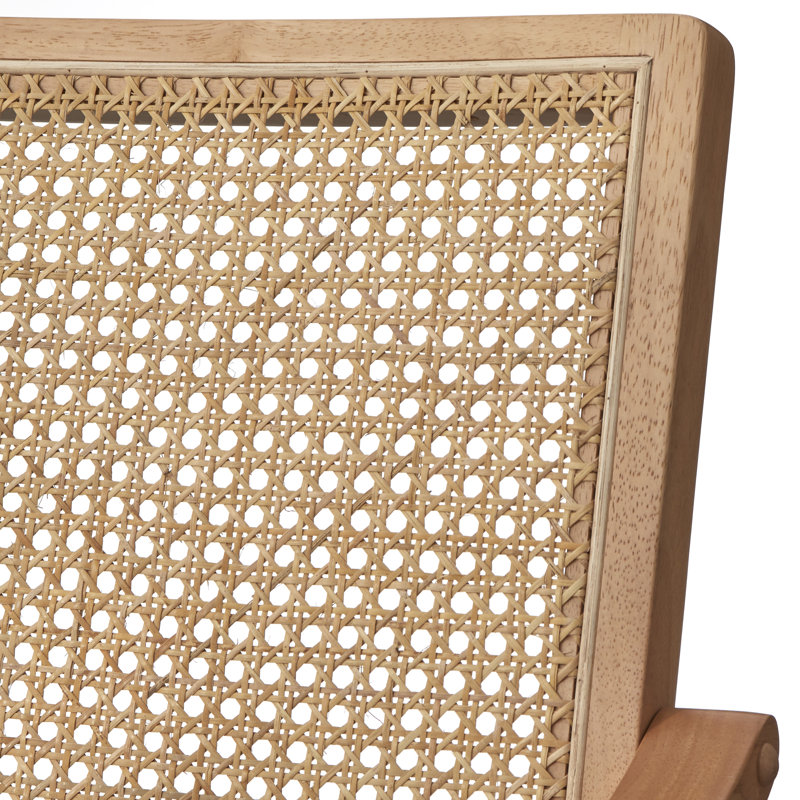 Shonda Cane and Solid Wood Accent Chair, Light Oak